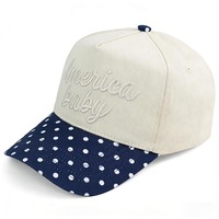 Gorra de Béisbol HBA54 de 5 Paneles con Visera Curva, Estilo Vintage, Personalizada con Bordado Americano, Diseño de Puntos Bicolor para Adultos