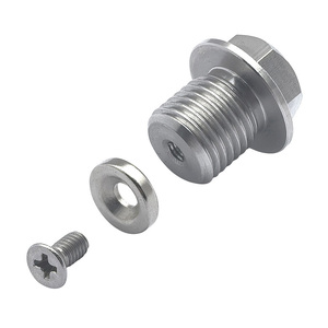 M14*1.5 Neodymium Magnetic Oil Pan Drain Screw CNC Engine Oil Drain Plug With Silver Gasket For Car Motorbike Transmission - Product Image 1