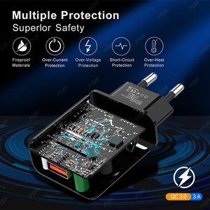 Cargador de Pared con Enchufe Europeo, 1 USB QC3.0 para Teléfono Móvil, Adaptador de Carga Rápida 3.0 para Samsung Xiaomi Mi 9 - Product Image 2