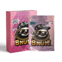 Boîtes Mylar pré-fabriquées de 3,5 g et sachets stand-up en gros en stock pour l'emballage de bonbons, d'animaux et de chewing-gums, avec fermeture éclair, jetables