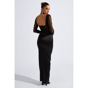 Vestido Casual Sexy de Manga Larga con Espalda Descubierta y Malla, Diseño Personalizado de Fábrica OEM, Talla y Color Personalizables - Product Image 5