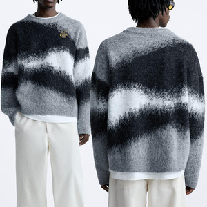 Suéter de Cuello Redondo para Hombre, de Mohair, Talla Grande, Antiarrugas, Transpirable, Sostenible, con Decoración de Patrones, para Invierno - Product Image 3