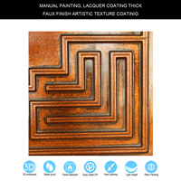 Plaques de plafond en PVC imitation étain, style artistique, gaufrage 3D, imperméables, ignifuges, carrées, pour hôtels modernes, performance incendie classe A PL25