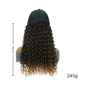 Perruques de <span class=keywords><strong>cheveux</strong></span> bouclés ondulés ondulés longs synthétiques moelleux avec chapeau Baseball naturellement connecter perruque de chapeau réglable - Product Image 5