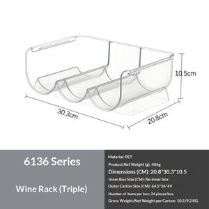 Range-bouteilles transparent en plastique peu encombrant pour réfrigérateur, organisateur de canettes de soda pour le stockage du vin, de la bière, des sodas, pour garde-manger et bar - Product Image 4