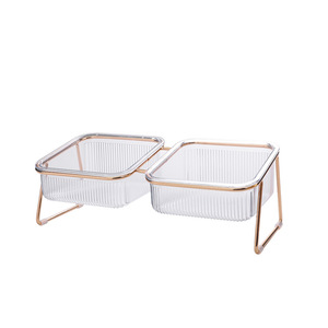 Ensemble de gamelles surélevées pour chats, double station d'alimentation avec cadre doré pour la nourriture et l'eau des animaux - Product Image 4
