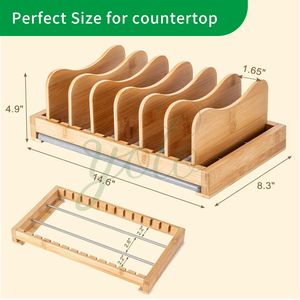 Estante para platos multifunción no plegable ajustable tipo suelo de bambú, organizador de cocina que ahorra espacio, soporte extensible, estante de almacenamiento - Product Image 1
