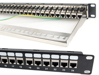 Panel Patch Jaringan 1U 19" 24 Port RJ45 Cat6/6A STP, Baja Rol Dingin, Tersedia Lengkap, Mendukung Logo Kustom