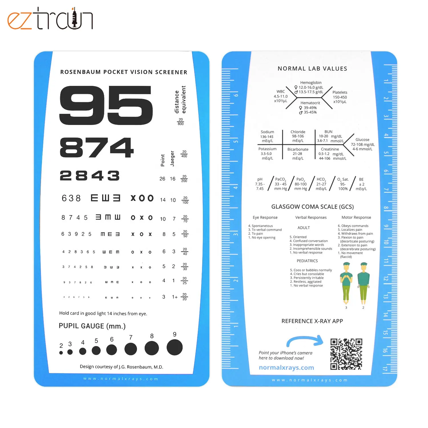 Cep boyutu PVC görsel keskinlik Snellen göz grafik göz vizyon Test tablosu