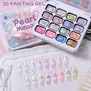 Gel de peinture pour ongles nacré à 16 compartiments, effet soie dégradé, gel de nail art scintillant, vernis à ongles miroir rêveur pour salon et maison - Product Image 1
