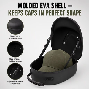 Baseball Cap Storage Case with Carrying Handle Adjustable Shoulder Strap Shockproof Hat Organizer Dome Shape Holder Bag Travel - Product Image 2