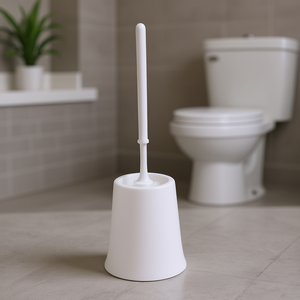 Portascopino WC Sara in Plastica Bianca con Spazzola per Pulizia del Bagno - Product Image 3