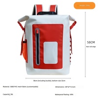 Sac à dos tactique imperméable en bâche PVC 500D de 30L avec logo client imprimé pour la randonnée, le camping et le kayak
