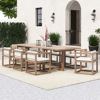 Cour Villa Tables et chaises d'extérieur Terrasse Hôtel en plein air Loisirs Meubles de jardin Ensemble de tables à manger en teck en bois massif de teck