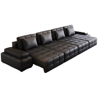 Canapé d'angle moderne électrique en cuir véritable avec télécommande, capitonné, extensible, pliable, massant et inclinable convertible