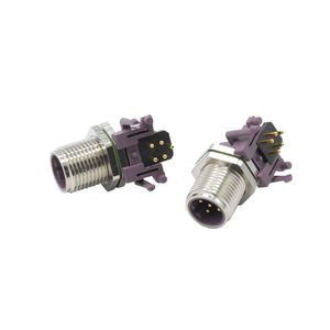 Conector macho M12 púrpura Cable de montaje en panel de 5 pines Código B Conector impermeable de montaje de 90 grados - Product Image 5