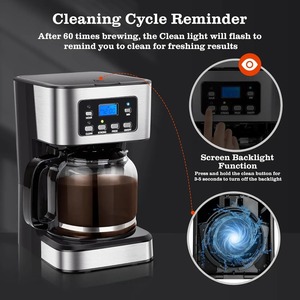 Machine à café <span class=keywords><strong>filtre</strong></span> 1,5 L pour la maison et le bureau, petite <span class=keywords><strong>cafetière</strong></span> domestique avec fonction de programmation 24h/24, isolation thermique et fonction de nettoyage - Product Image 6