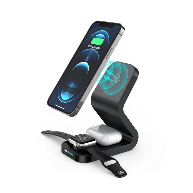 2026 Hot Sell 3 in 1 Phone Wireless Charging Stand 15W Magnetic Wireless Charger for iPhone 13 Series for IWatch for AirPods