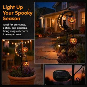 Luz Solar Decorativa para Jardín con Forma de Gato Negro, Calabaza y Luna para Halloween, Resistente al Agua y con Energía Solar - Product Image 6