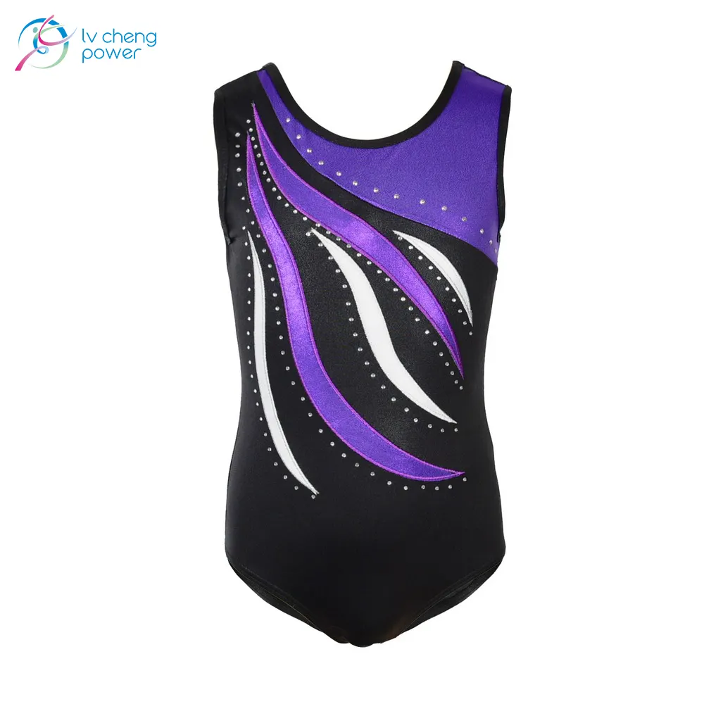 High Quality OEM Slim Dance Clothing Sublimation Colorful Dress Rhinestone Girls gymnastic dresses for girls