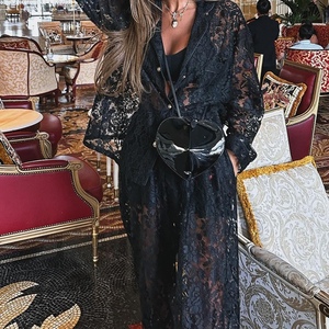 Hot New Arrival Women's Wear Sexy Collared Shirt & <b>Pants</b> Lace Sheer 2-Piece Set Fashion - Product Image 6