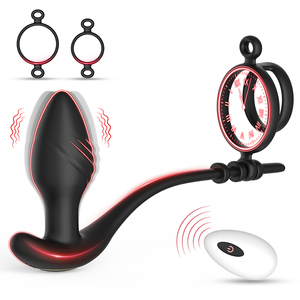Анальный вибратор с дистанционным управлением, 10 режимов вибрации, массажер простаты с замедляющим кольцом, мужской анальный вибратор-игрушка - Product Image 1