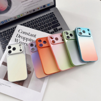 Coque de téléphone antichoc avec grande fenêtre de protection intégrale de l'appareil photo, finition dépolie AG dégradée et colorée pour iPhone 13 14 15 16 17 Pro Max