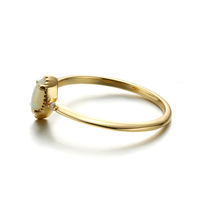 Bague en or massif 14 carats de style coréen et japonais, bijoux légers, simple et polyvalente, bague en opale naturelle, opale marquise unie
