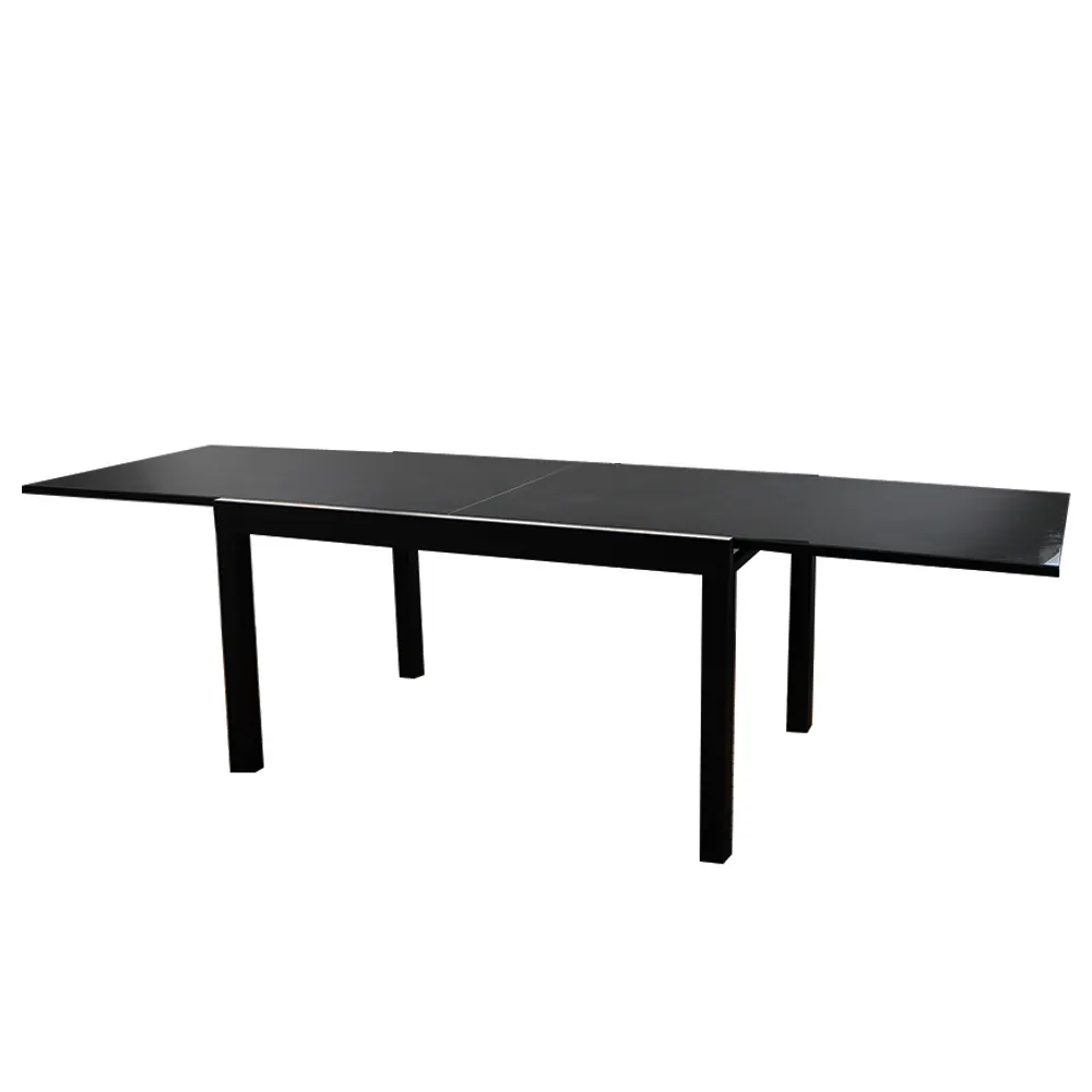 Новое поступление, черный стеклянный столешница, обеденный стол, металлическая алюминиевая бабочка, удлинитель для уличной мебели