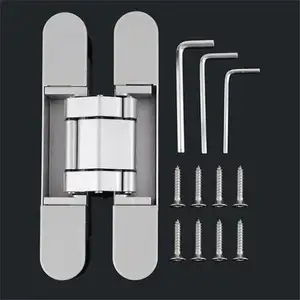 3D Adjustable Cross Hinge Hidden Hinge Stainless Steel Wooden Door Hidden Invisible Hinge