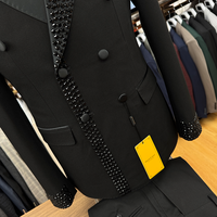 Costumes Formels de Haute Qualité Grande Taille avec Broderie Strass pour Hommes, Ensemble Veste et Pantalon de Costume d'Affaires pour Mariage et Cérémonie