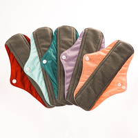 Toalla Sanitaria de Maternidad Lavable, Reutilizable y Transpirable, con Interior de Carbón de Bambú, Capa Superior de Algodón Suave, Forma Alada, Súper Absorbente