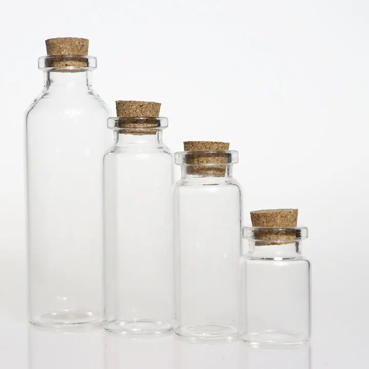 Mini bouteille de souhaits 5ml 10ml 15ml 20ml 25ml bocal de stockage d'allumettes en verre avec bouchon en liège flacons en verre Logo personnalisé transparent