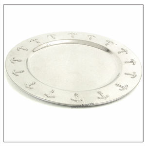 Assiette de présentation en acier inoxydable massif, écologique, design classique, adapté aux hôtels, 33 cm de diamètre, mariages, fêtes - Product Image 2