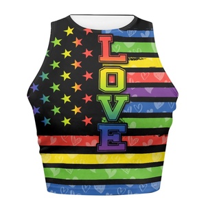 LGBT Pride Print Mujeres <span class=keywords><strong>Crop</strong></span> Vest Love Is Love Rainbow Flag Design Mujeres Casual Beach Vest Ropa Tee Low MOQ Suspender Tops - Product Image 3