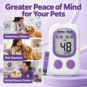 Medidor de Glucosa en Sangre Veterinario Portátil AdvallTech para Perros y Gatos, Rápido (5 Segundos), con Certificación CE, Monitor de Diabetes para Mascotas - Product Image 2