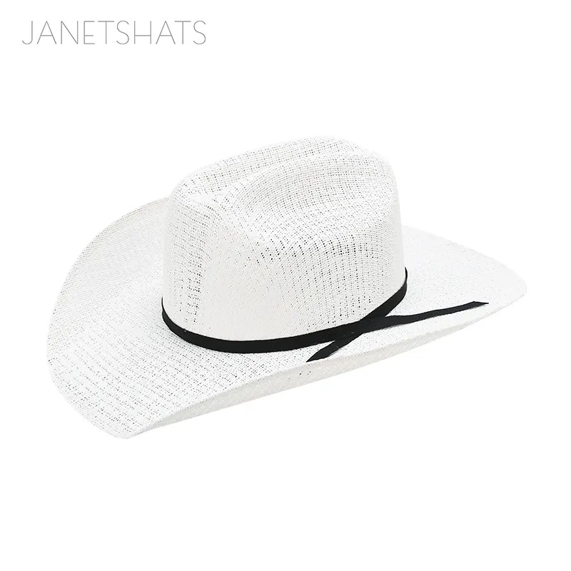산불 주변 모든 사용자 정의 도매 가격 100X 멕시코 스타일 화이트 소 크라운 밀짚 서양 모자 태양 모자