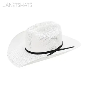 Prix de gros personnalisé tout autour de Wildfire 100X Style mexicain blanc Cattleman couronne paille Western chapeau soleil chapeau