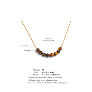 قلادة جينيو 3404 الأنيقة من الخرز الحجري الطبيعي مع سلسلة من الفولاذ المقاوم للصدأ وحجر النمر - Product Image 6