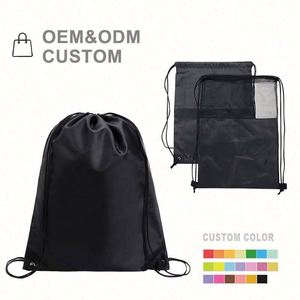 Lightweight Durable Polyester Travel Mesh <b>Drawstring</b> Bag with Zip Pocket for Fitness Gym Pickleball Unisex Sports Sack <b>Backpack</b> - Product Image 4