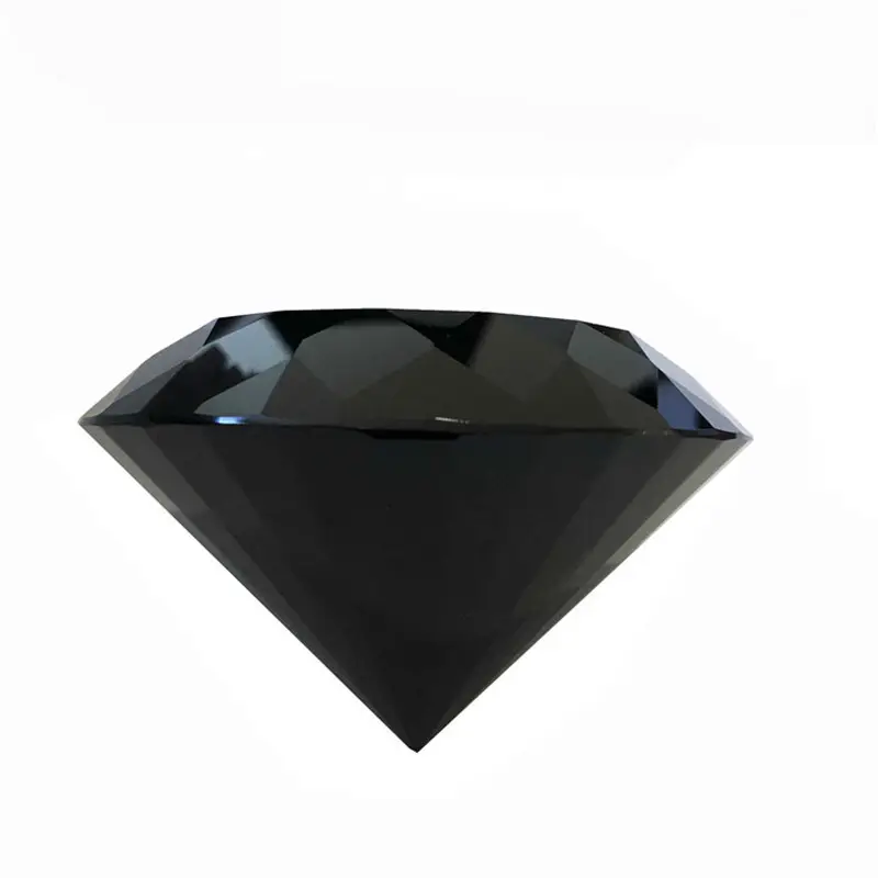 60ミリメートル1ピース黒ガラス文鎮は結婚式の装飾のためのギフトボックス付きダイヤモンドを彫刻します