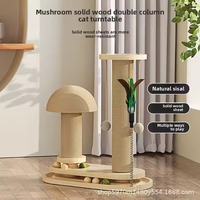 Arbre à chat moderne et élégant en bois massif avec jouet à chat, boule de catnip, plateau tournant, griffoir et arbre à chat d'intérieur durable en sisal