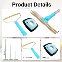 Kit de 3 en 1 en acier inoxydable pour enlever les poils d'animaux sur les tapis, avec brosse grattoir à long manche réglable et réutilisable pour chiens et chats