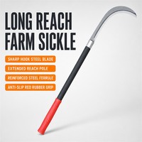 Faucille de ferme tout-en-un à long manche, lame courbée, coupe-culture pour l'agriculture, outil de jardinage, distributeur en gros de matériel
