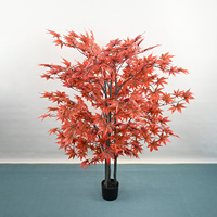 Grand Arbre d'érable artificiel rouge doré de 150 cm, décoratif et sans entretien, pour projets commerciaux et vente en gros