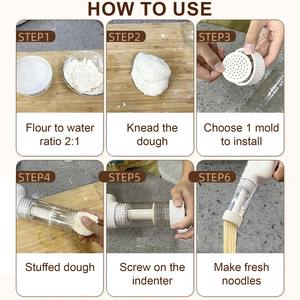 Machine à pâtes électrique automatique sans fil, manuelle, pour la découpe et le pressage de la pâte à spaghetti, avec 6 moules - Product Image 2