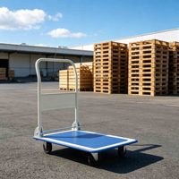Chariot à plateau plat en acier robuste de 500 kg, chariot à roulettes à quatre roues, conteneur OEM personnalisé, chariot de manutention industriel pour le stockage et la logistique