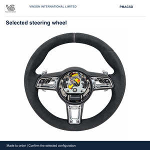 Volant en daim pour PORSCHE MACAN, configuration sélectionnée avec centre ouvert PMACSD - Product Image 1