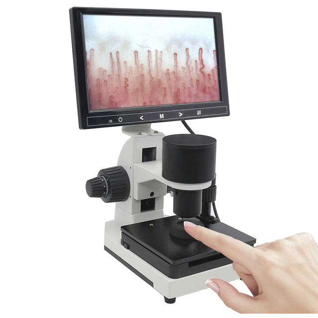 Nail Capillaroscopy Microscope with 7 Inch LCD Zoom Digital Microscope Blood Microcirculation Monocular