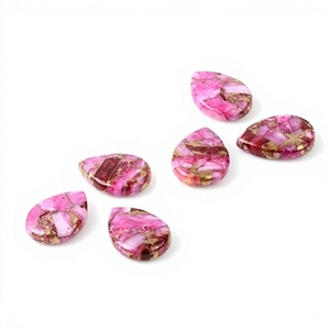 Coquille d'huître épineuse rose naturelle 10x14mm, plaqué or, bronze, cuivre, forme poire lisse, briolette calibrée, pour la fabrication de bijoux DIY - Product Image 1